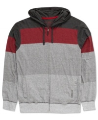 With cool colorblocked style, this hoodie from Quiksilver instantly updates your casual companion.