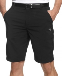 Keep your cool on the course in these flat-front shorts with moisture management from Puma.