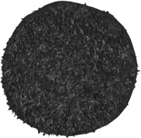 Safavieh Leather Shag Collection Metro Handmade Leather Area Rug, Round, Black