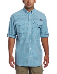 Columbia Men's Super Bonehead Classic Long Sleeve Shirt, Ocean/Gingham, Large