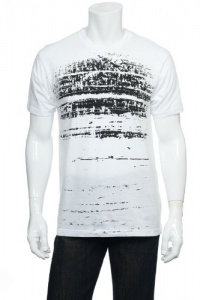 Alfani White Pure (white with black) Graphic SS V-Neck T-Shirt