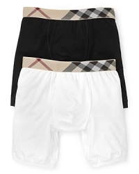 Burberry's super soft cotton boxer briefs feature a supportive pouch and signature check print elastic waistband.