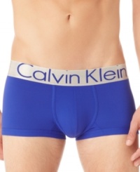 For the man looking for a slightly shorter leg and lower rise than boxer briefs (but who's still in the market for high style): Calvin Klein's Steel Microfiber Trunks made of stretch Tactel topped with a metallic waistband.