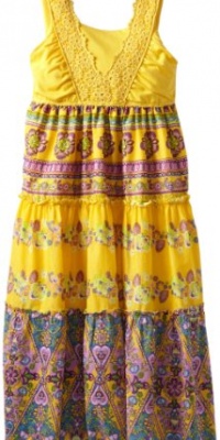 Bloome Girls 7-16 Plus Size Mixed Print Maxi Dress, Yellow, 16.5