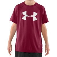 Under Armour 1228803 Boys Big Logo Tech Tee - Maroon/White