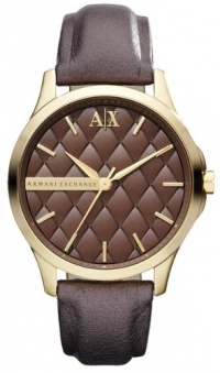 Armani Exchange Brown Quilted Dial Gold-Tone Stainless Steel Ladies Watch AX5206