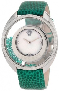 Versace Women's 86Q961MD497 S455 Destiny Precious Genuine Lizard Mother-Of-Pearl Diamond 70-Emerald Watch