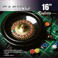 Da Vinci 16-Inch Roulette Wheel Game Set with 120 11.5-Gram Chips, Full Size 3'x6' Felt Layout, and Rake