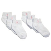 Polo Ralph Lauren girls infant-toddler quarter socks 6pairs - 2-4 years