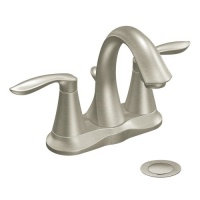 Moen Eva Two-Handle Lavatory Faucet with Drain Assembly, Brushed Nickel