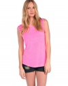 Vintage Havana Womens Stud Trim Muscle Tank - Hot Pink - Medium