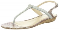 Calvin Klein Women's Braelyn Snake Shiny S Nappa Thong Sandal,Ash Grey,8 M US