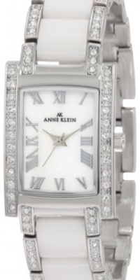 Anne Klein Women's 109195MPWT Swarovski Crystal Accented Silver-Tone White Ceramic Watch