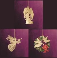 Angel with Halo, Heralding Angel, and Angel Wreath Set of 3 Ornaments