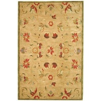 Safavieh Anatolia Collection AN525A Handmade Beige and Green Hand-spun Wool Area Rug, 8-Feet by 10-Feet