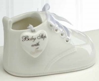 Pack of 4 Porcelain Baby Steps with Jesus White Bootie Shoes 3.5