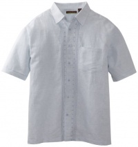 Cubavera Men's Big-Tall Short Sleeve Linen Blend Yarn Dyed Woven With With Front Placket Embroidery Detail And Pocket