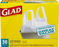 Glad Tall Kitchen White Handle-Tie Trash Bags, 13 Gallon, 50 Count (Pack of 4)