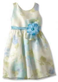 Jayne Copeland Girls 2-6X Floral Watercolor Print Dress, Light Blue, 4