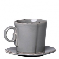 Vietri Lastra Gray Espresso Cup & Saucer (Set of 4)