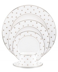 Pave your table in polka dots for fine dining without the formality. Larabee Road place settings feature luxe bone china with platinum accents that embody the easy elegance and irresistible whimsy of the kate spade new york dinnerware collection.