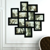 12-opening Wooden Wall Black Collage Photo Picture Frame Wall Art, Holds Six 4-by-6-inch and Six 6-by-4-inch Photos