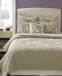 Martha Stewart Perched Peacock 300T Embroidered Euro Sham