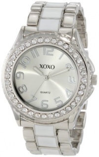 XOXO Women's XO5410  Silver-tone/White Epoxy Bracelet With Rhinestones Accent Watch