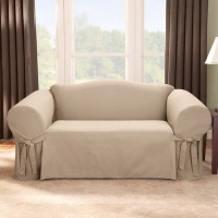 Sure Fit Logan 1-Piece Ties Loveseat Slipcover, Sand