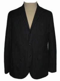 Ralpg Lauren Men's Black Striped Cotton Wool Blazer Jacket 44R