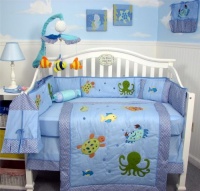 SoHo Sea Life Baby Crib Nursery Bedding Set 13 pcs included Diaper Bag with Changing Pad & Bottle Case