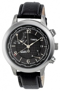 Timex Men's T2N609 Intelligent Quartz Traveller Series World Time Black Leather Strap Watch