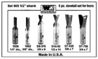 WHITESIDE 605 6 PC 1/2 SHANK INCRA ROUTER BIT SET C/O #1058 #1062 #D9-376 #D14-55 #D7-625 AND #D7-750