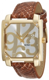 XOXO Women's XO3172 Silver Dial Brown Snake Strap Watch