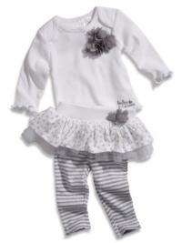 GUESS Kids Girls Newborn Long-Sleeve Tee and Tutu Set (0-, WHITE (3/6M)