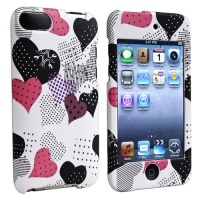 eForCity Snap-On Rubber Coated Case for iPod touch 2G/3G (Pink/Black Heart)