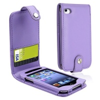 eForcity Leather Case with Card Holder for iPod touch 4G (Purple)