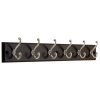 Brainerd RULR64J-ESN-L1 27-Inch 6 Scroll Hook Rail/Coat Rack, Espresso and Satin Nickel