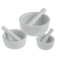 HIC Porcelain Set of 3 Mortar and Pestle White