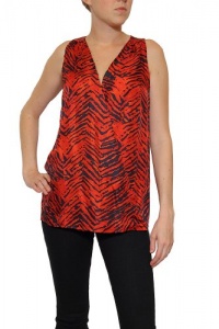 Women's Rachel Zoe Hayes Zebra-Print Tank Top in Red Size 2