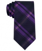 High tech. With a rocked-out pattern, this plaid tie from Calvin Klein add the perfect modern touch to your look.