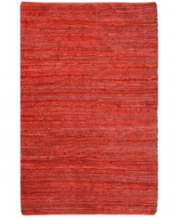 Olé! Spice up your decor with the gorgeously festive style of the Matador rug from St. Croix. Durable leather strips in vibrant pomegranate hues are meticulously hand woven with fine cotton strands, resulting in a beautiful, rustic texture and natural braided pattern that accents even the most eclectic decor.