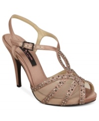 Sparkle all night long in the beautiful satin and mesh Dulcina platform evening sandals by Nina.