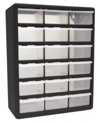 HOMAK HA01018001 18-Drawer Plastic Parts Organizer