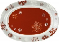 Waechtersbach Winter Splendor Oval Platter, Snowflakes Red