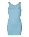 YogaColors Grey Crystal Scoopneck Seamless and Sheer Rib Knit Tank Top (Medium, Aqua)