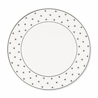 Kate Spade's Larabee Road Platinum, peppered with platinum polka dots, will give your table its own personality. Crafted of white bone china, each piece is dishwasher safe.