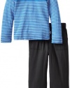 Splendid Littles Boys 2-7 Mini Stripe Long Sleeve Pant Set, Pool, 4/Toddler