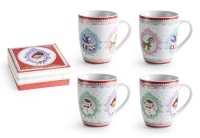 Rosanna Christmas Cameos Mugs, Set of 4