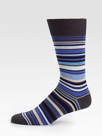 Masculine, multicolored stripes adorn this wardrobe essential shaped in a soft Italian cotton blend.Mid-calf height80% cotton/20% polyamide Machine washImported of Italian fabric